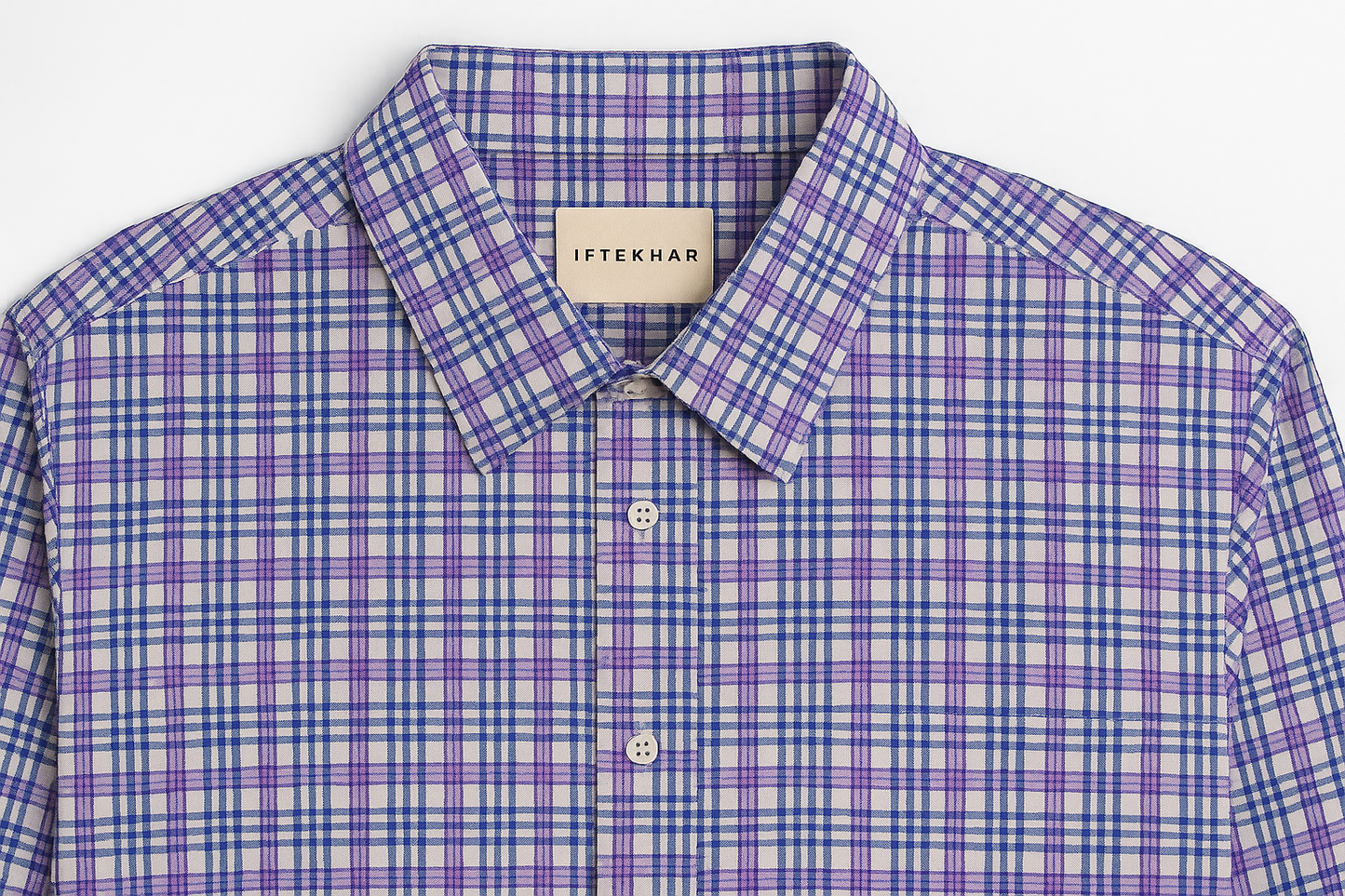 Purple & White Checked Long Sleeve Shirt