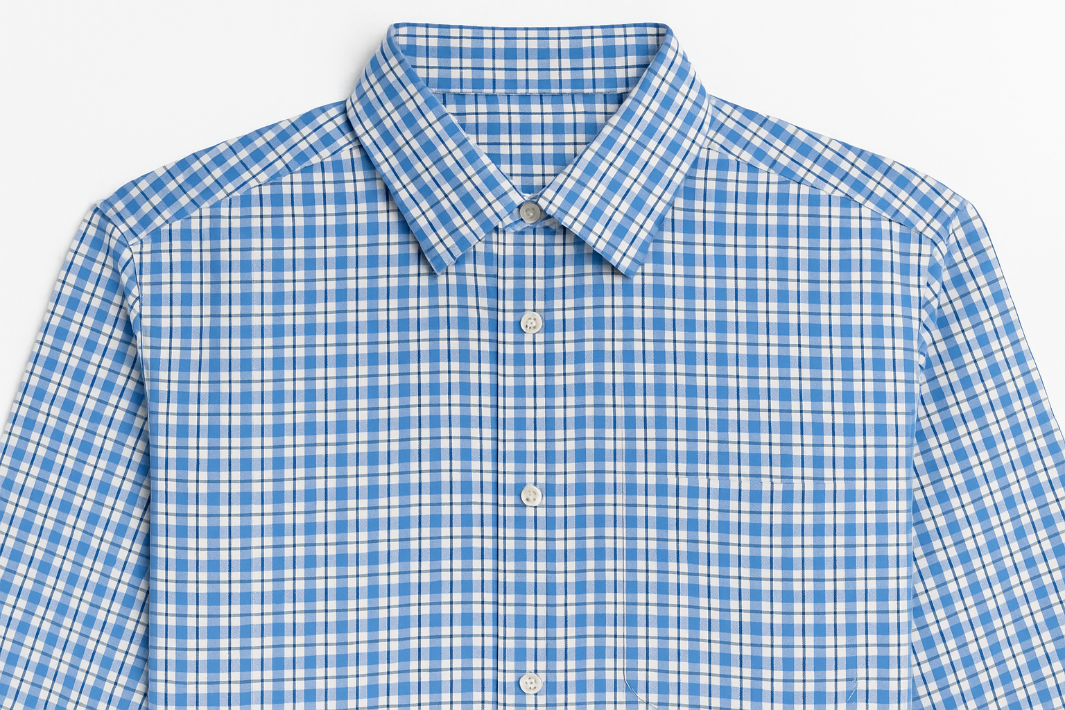 Blue & White Checked Long Sleeve Shirt
