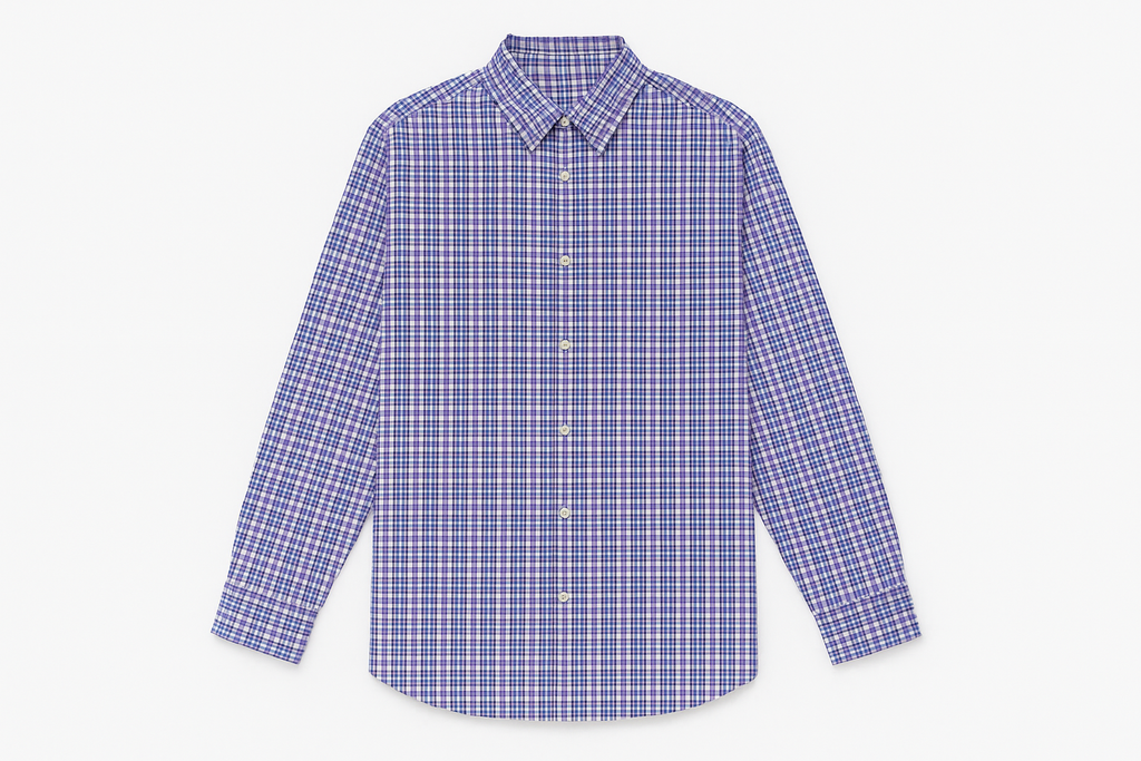 Purple & White Checked Long Sleeve Shirt