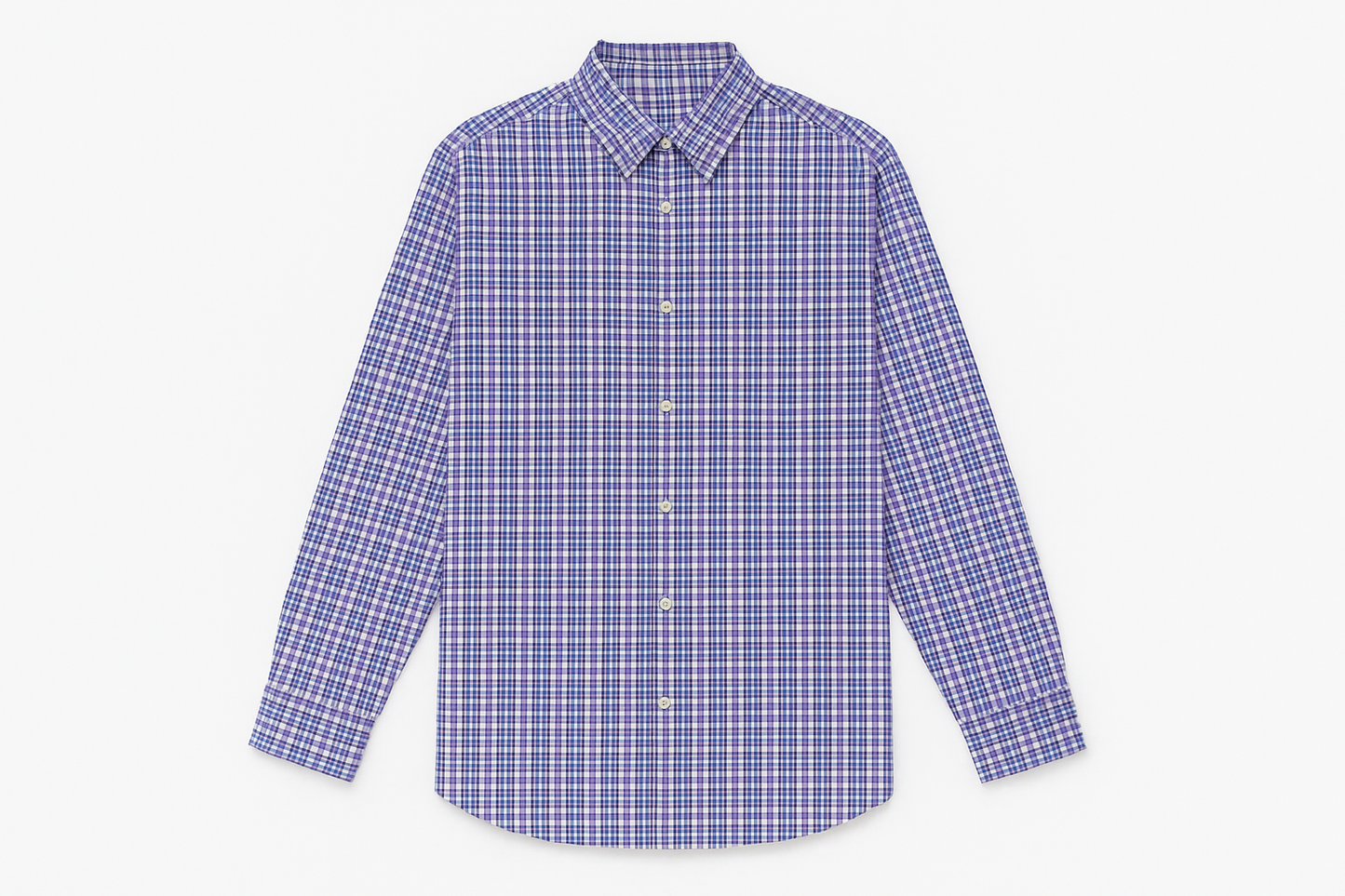 Purple & White Checked Long Sleeve Shirt
