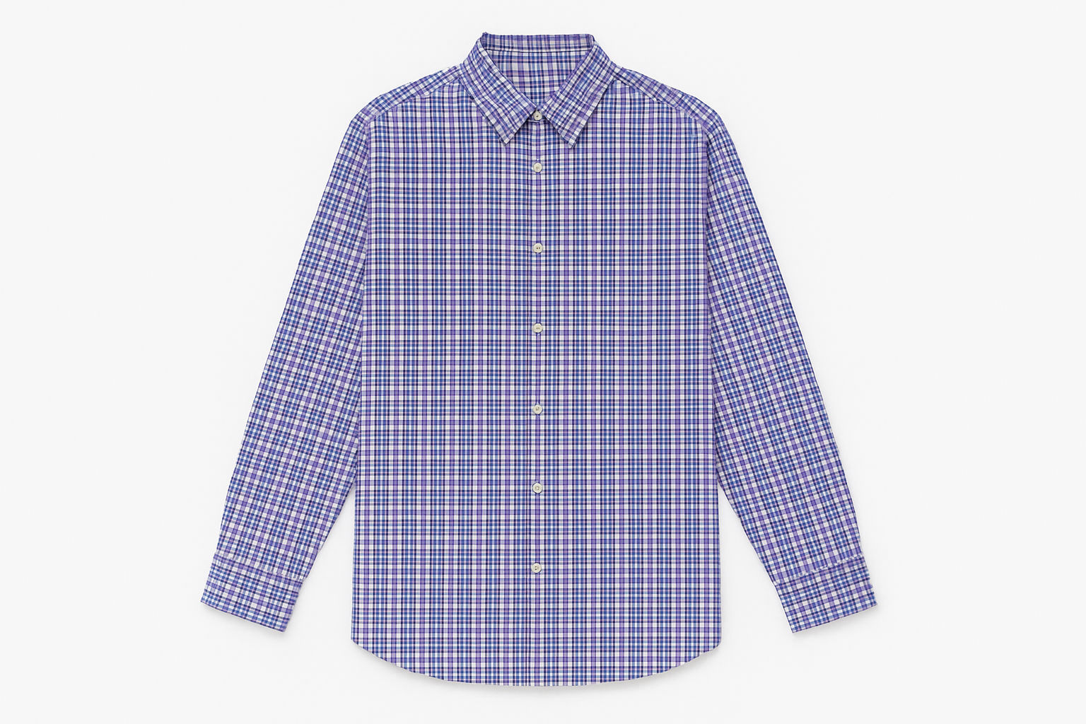 Purple & White Checked Long Sleeve Shirt