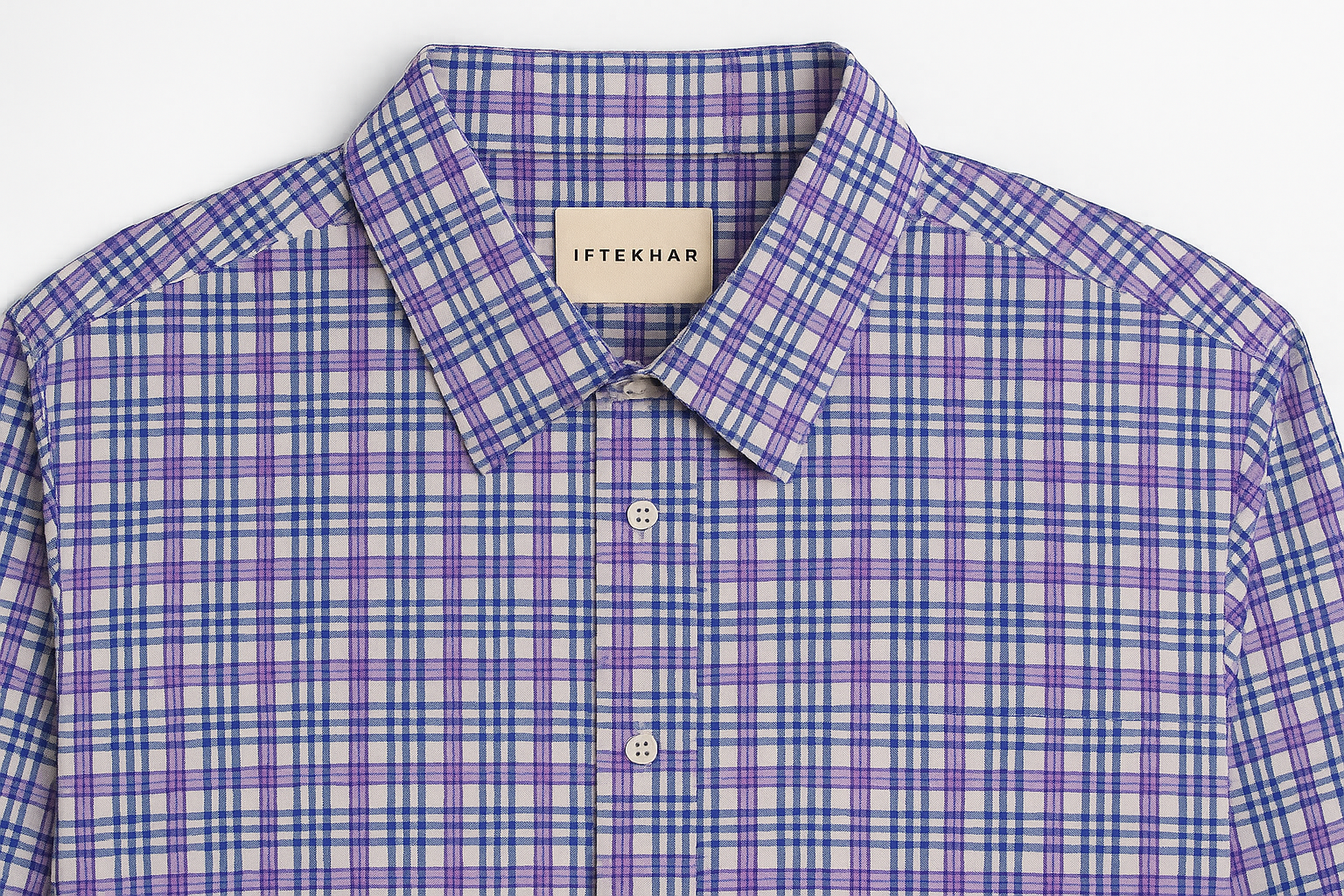Purple & White Checked Long Sleeve Shirt