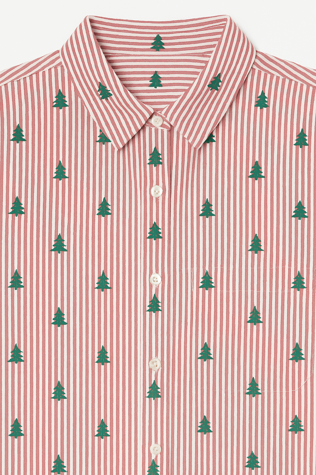 Red & White Striped Long Sleeve Shirt with Green Motif