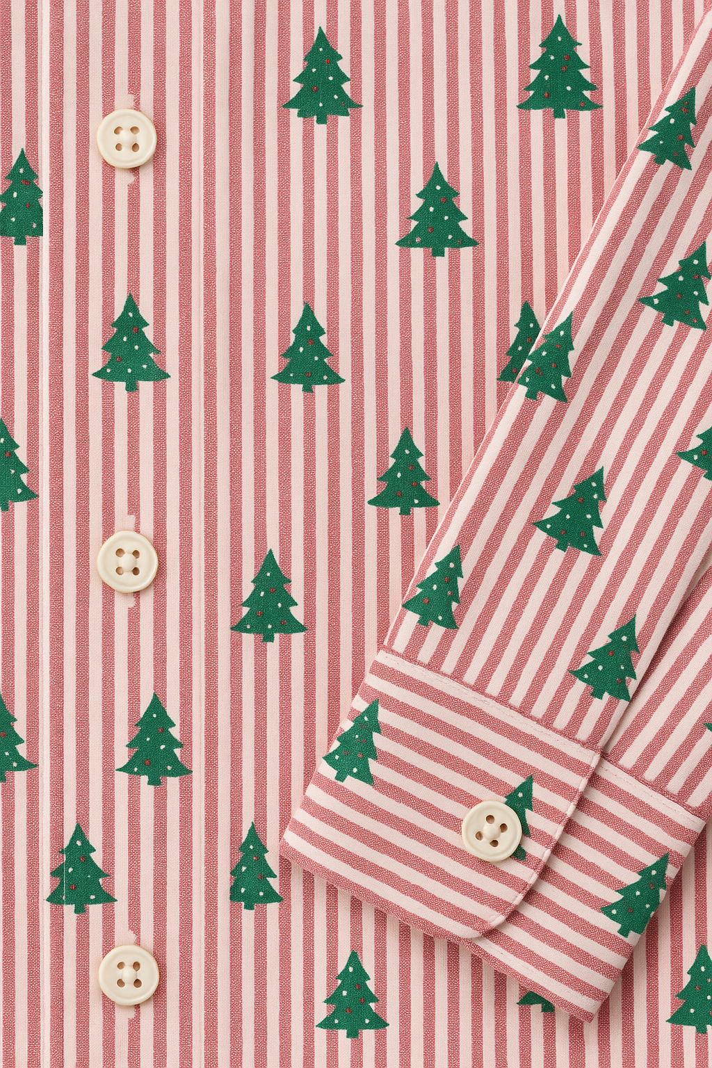 Red & White Striped Long Sleeve Shirt with Green Motif