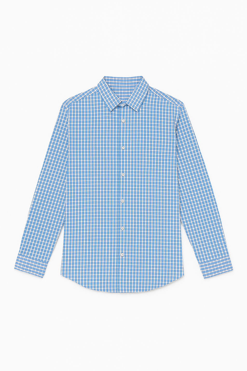 Blue & White Checked Long Sleeve Shirt