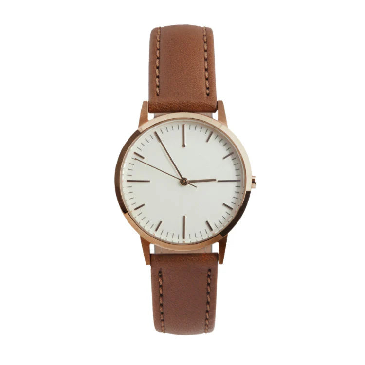 Brown Leather & Rose Gold