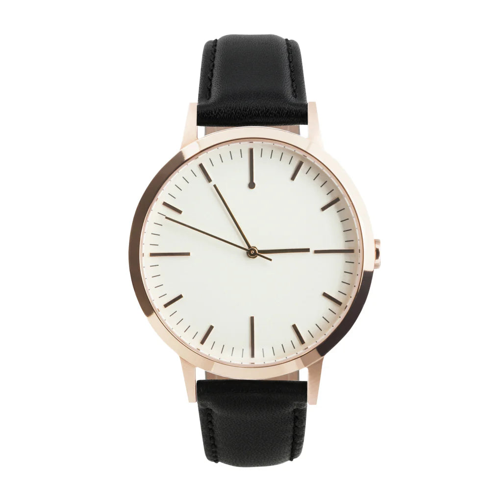 Black Leather & Rose Gold